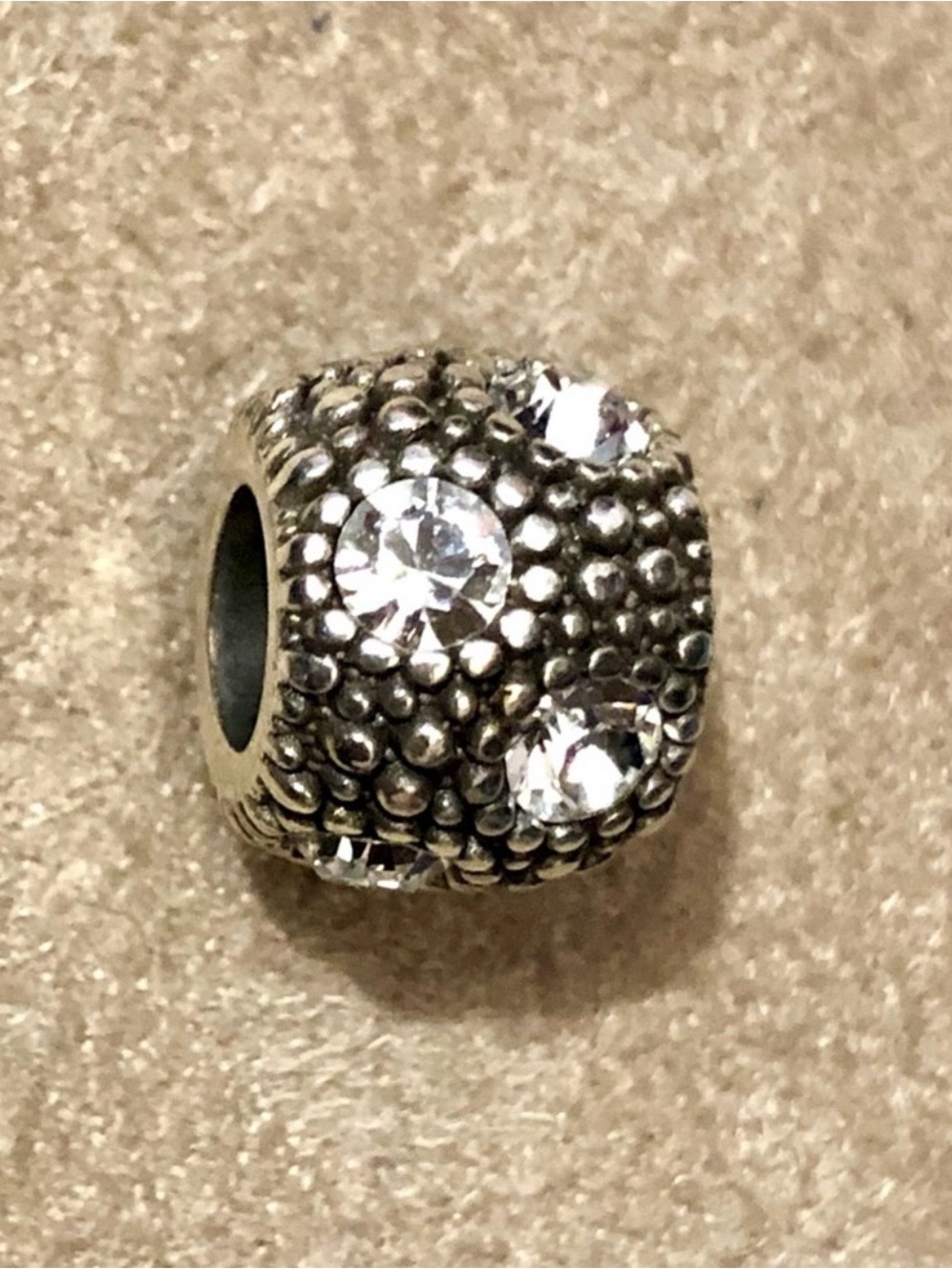 🆕Listing! 🆕 Brighton Rockstar bead Silver Clear crystals Dotted surface Retired